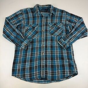 Vintage Dakota Mens Size L Flannel Shirt Long Sleeve Blue Plaid *Read Desc